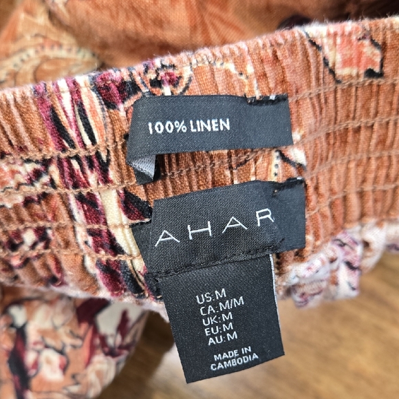 Tahari Linnen Wide Leg Crop Tropical Bird Pants 23" Inseam - Picture 2 of 8